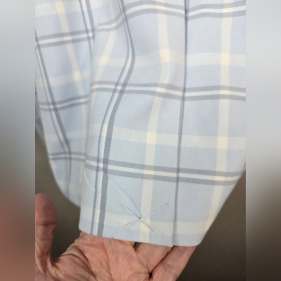 Halogen Womens Blazer Sz 22W Ligh Blue & Gray Window Pane One Button Lined - Picture 9 of 11